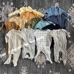 Bundle of 12 Two Zip Onesies 0-3 Months - Assorted Colors Gender Neutral